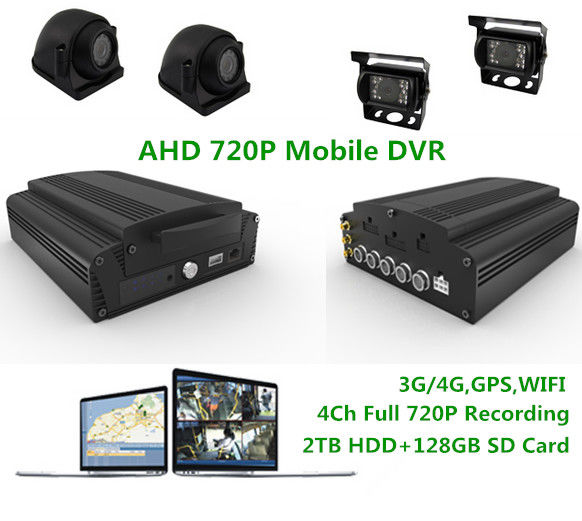 2TB HDD 3G/4G WIFI GPS G-sensor Analog High Definition DVR 4CH 720P Realtime MDVR